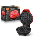 Mini Waffle Maker, Heats Both Sides, Makes Breakfast Pancakes, Omelets, Bread, Sandwiches, Easy to Clean, Non-Stick Surface, 4-Inch,（Red）