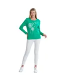 Long Sleeve Scoop Neck Shirt for Women in Dandelion Print, Soft Combed Cotton Comfort