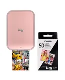 Canon IVY 2 Mini Photo Printer (Blush Pink) + Canon 2 x 3" ZINK Photo Paper Pack (50 Sheets)