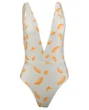 Jacky Deep Plunge One Piece Swimsuit - Ginkgo Ivory