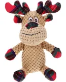 Abaodam Christmas Plush Dog Squeaky Toys Cute Reindeer Stuffed Dog Plush Toy Xmas Puppy Toys Dog Chew Toys for Large Medium Dogs Interactive Teething Bite