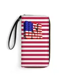 National Flag United States America USA Wallet for Womens PU Leather Zip Around Wallers Clutch Wristlet Travel Long Purse
