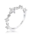 .24Ct Plated CZ Mini Floral Half Eternity Stackable Band