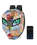 Motorcycle Backpack for Men and Women, LED Backpack With DIY Programmable Full Color Screen, Hard Shell Large Capacity Waterproof Helmet Bag Laptop Backpack-Graffiti