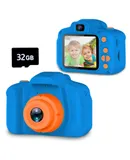 Seckton Upgrade Kids Selfie Camera, Christmas Birthday Gifts for Boys Age 3-9, HD Digital Video Cameras for Toddler, Portable Toy for 3 4 5 6 7 8 Year Old Boy with 32GB SD Card-Navy blue