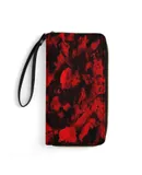 Red Black Red And Black Ink, Abstract Art Wallet for Womens PU Leather Zip Around Wallers Clutch Wristlet Travel Long Purse