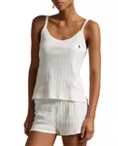 Polo Ralph Lauren Pointelle Tank Boxer Pajamas In Egret