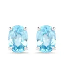 2.40 Carat Genuine Blue Zircon .925 Sterling Silver Earrings