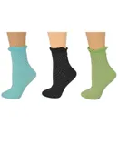 Diamond Pattern Quarter Combed Cotton Socks for Women