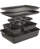 Bakken Swiss - Bakeware Set – 6 Piece – Stackable, Deluxe, Non-Stick Baking Pans for Professional and Home Cooking – Carbon Steel, Gray Coating