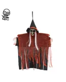 Halloween witch decorative props voice-activated light-emitting gauze hanging ghost hanging decorations set party outdoor scene decoration props-Witch in Orange 100cm