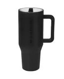 HydroJug Traveler - 40 oz Water Bottle with Handle & Flip Straw - Fits in Cup Holder, Leak Resistant Tumbler-Reusable Insulated Stainless Steel & Rubber Base - black