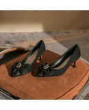 French Style/Suede/New Style/Socialite/Bow/Women's Shoes/Sheepskin/High Heels/European And American/Solid Color