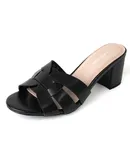 J. Adams Nori Mules for Women - Dressy Slip On Block Heeled Sandals