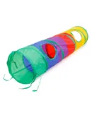 Collapsible Rainbow Cat Tunnel with Play Ball Interactive Cat Tube Toy Foldable Pop-up Pet Tube Colorful Patchwork Cat Tunnel Tunnel for Kitten, Puppy, Rabbit