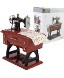 Vintage Mini Sewing Machine Music Box, European Retro Classical Treadle Sewing Machine Table Desk Mechanical Clockwork Music Box for Home Decor Birthday Gift