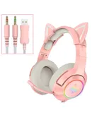Gaming Headset with Microphone， For Pc, Xbox One Series X/s, Ps4, Ps5, Switch, Stereo Wired Noise Cancelling Over-Ear Headphones with Mic, 7.1 Stereo Sound，RGB, for Computer, Laptop, Mac, Nintendo(Pink)