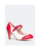 J. Adams Mary Jane Oxford Pumps - Cute Low Kitten Heels - Retro Round Toe Shoe with Ankle Strap - Kym