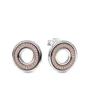 Pandora Women's Signature Two Tone Logo & Pavé Stud Earrings In Silver