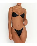 Women's Quick Dry Sexy Bikini Split Backless Lace Up Swimsuit，Black