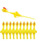 Slingshot Chicken Rubber Chicken Pinching Chicken Flying Chicken Thrower Stress Relief Toy, Rubber Chicken Slingshot Fun Christmas Gift Easter Chick Kids Novelty Gift (Yellow 15 Pieces)