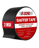 5 Core Gaffers Tape 2 Inch 30 Yards Professional Black Pro Gaff Tape Non Reflective Water Resistant