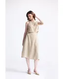 Overlap Midi Skirt in Neutral Beige
