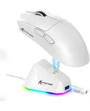 ATTACK SHARK X11 Lightweight Wireless Gaming Mouse with RGB Charging Dock,Tri-Mode-2.4G/USB-C Wired/BT,22K DPI,PAW3311 Optical Sensor,HUYU Switch, 5 programmable Buttons for PC/Mac(White)