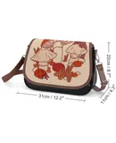 Mushrooms & Tiny Friends Vintage Crossbody Bag for Women Medium Leather Hobo Bags Shoulder Bag Classic City Leather Satchels