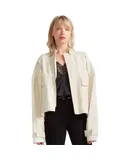 Belle & Bloom Women's Reload Draped Leather Look Jacket in Cream