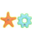 DURA FORCE-Durable Woven Fiber-Medium Gear Ring Blue -Squeakers Multiple Layers. Made Durable, Strong & Tough. Interactive Play Dog Toy (Tug, Toss & Fetch). Machine Washable & Floats (Combo Pack #1)