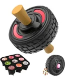 4-in-1 Dog Entertainment Toy, Frozen Treat Toy for Dog, Bully Stick Holder, Treats Distribution Puzzle Tire Dog Toys to Keep Dogs Busy, Dog Chew Toys for Aggressive Chewers (Red Highlighting)