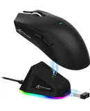 ATTACK SHARK X11 Lightweight Wireless Gaming Mouse with RGB Charging Dock,Tri-Mode-2.4G/USB-C Wired/BT,22K DPI,PAW3311 Optical Sensor,HUYU Switch, 5 programmable Buttons for PC/Mac(black)