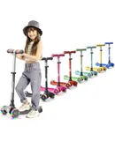 Kids Scooter – Children and Toddler 3 Wheel Kick Scooter – LED Wheel Lights Illuminate When Rolling– Adjustable Handlebar – Indoor and Outdoor