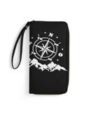 Compass Camping Hiking Mountains Wallet for Womens PU Leather Zip Around Wallers Clutch Wristlet Travel Long Purse