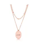 Double Chain LOVE Necklace Rose Gold