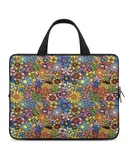 1960s, 1970s Retro Floral in Green, Pink & Orange Flower Power Laptop Bag Women Man 10 12 13 15 17 Inch Office Notebook Travel Computer Handbag Waterproof Bag Notebook Cover