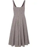 Staud Women's Wells Sleeveless Midi Dress, Dark Chocolate Micro Check