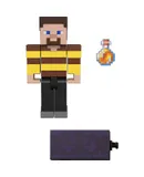 Mattel Minecraft Bees Shirt Steve 3.25-in Action Figure with Build-a-Portal Piece & Accessory