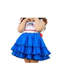 Be Girl Clothing Girl's George Dress In Royal Blue With Red Sash