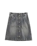 Habitual Girl Women's Denim Button Down Mini Skirt In Vintage Dark Blue