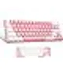 Portable 60% Mechanical Gaming Keyboard, LED Backlit Compact 61 Key Mini Wired Office Keyboard with Blue Switches for Windows Laptop Mac - Pink/White