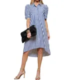 Cezele Vibrant Vibe Wide Stripe Dress In Blue