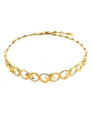 Fendi F is Fendi Logo Choker Necklace White Crystal Gold Metal Chain