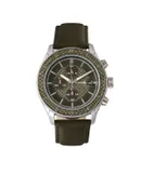 Breed Maverick Chronograph Leather-Band Watch w/Date - Silver/Olive