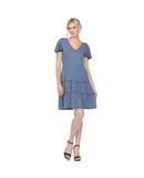 Women's Short Sleeve V-neck Tiered Dress