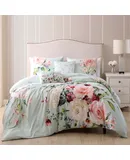 Bebejan Rose on Misty Green 100% Cotton 5-Piece Reversible Comforter Set