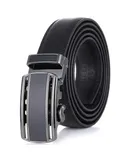 Gallery Seven Men's Exquisite Grid Leather Ratchet  Belt-Obsidian-Adjustable from 48