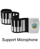 49 Keys Roll Up Piano Upgraded  Plastic and Silicone Piano for Kids Flexible & Foldable-Black/White