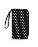 Small Dots Pattern Wallet for Womens PU Leather Zip Around Wallers Clutch Wristlet Travel Long Purse
